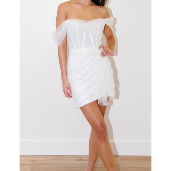 Watters - Ivory Snow Perlita Beading Gibson Mini Dress Size 6 - Picture 1 of 11